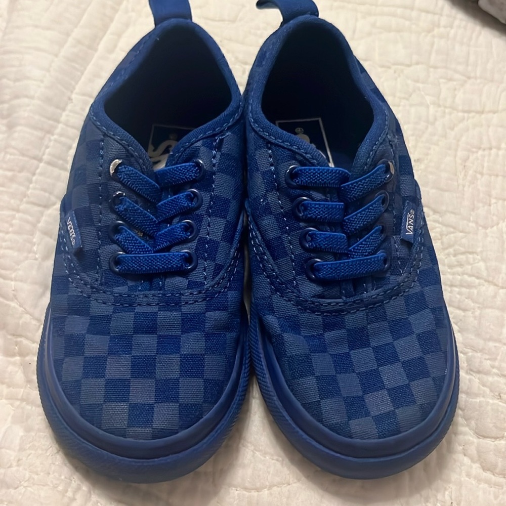Toddler Blue Checkered Vans